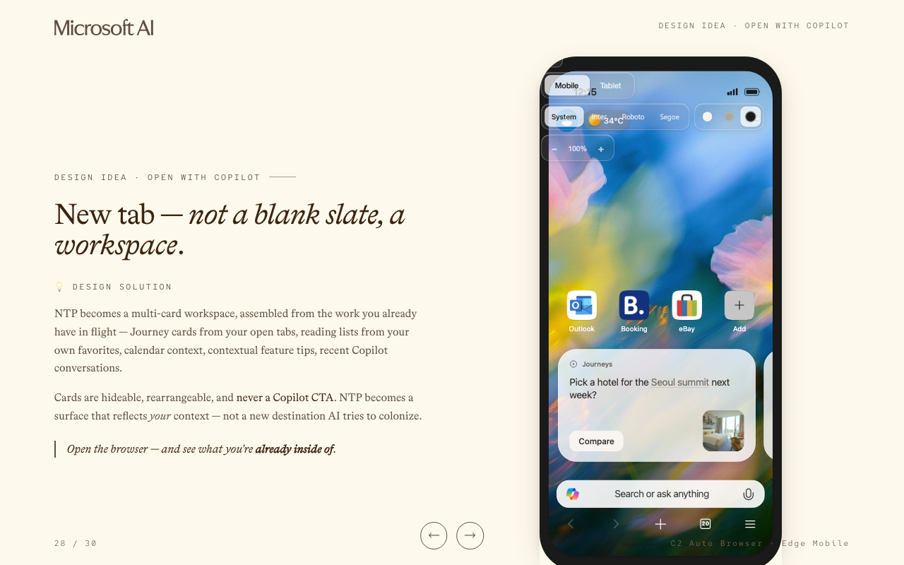 Browse with Copilot — NTP workspace prototype